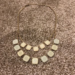 Statement Necklace - Greenish Gray squares.